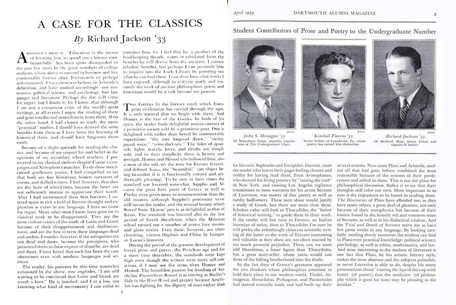 Student Contributors of Prose and Poetry to the Undergraduate Number