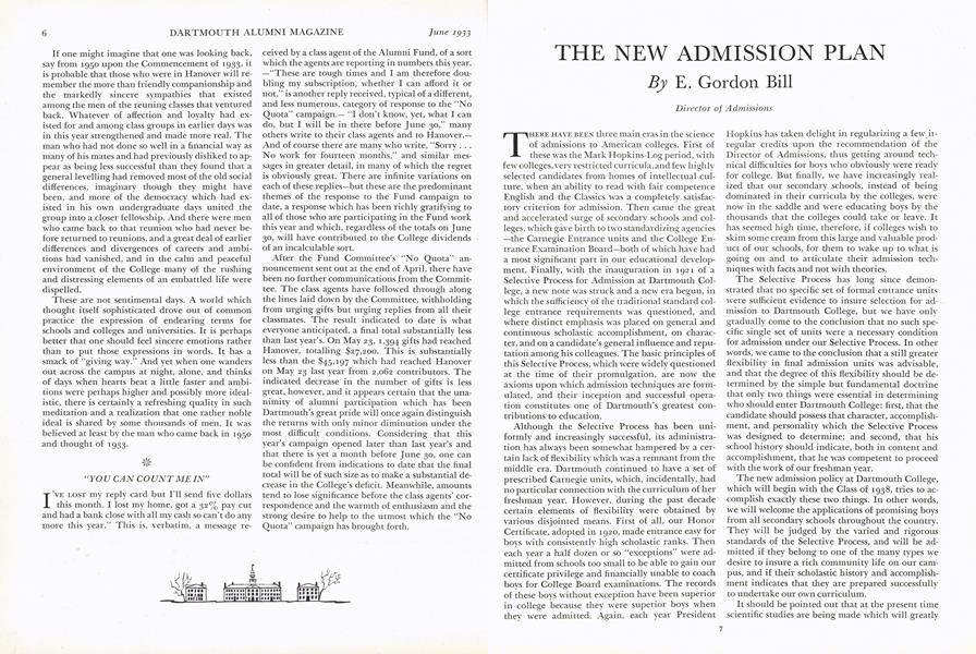 THE NEW ADMISSION PLAN