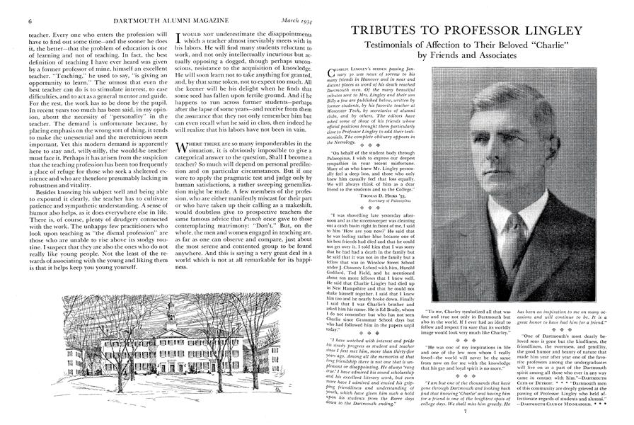 TRIBUTES TO PROFESSOR LINGLEY