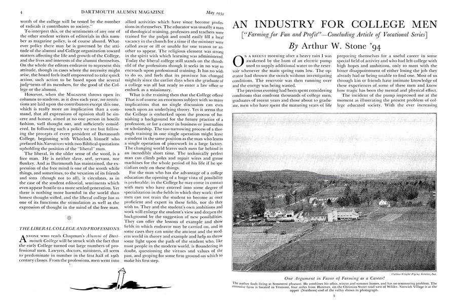 THE LIBERAL COLLEGE AND PROFESSIONS