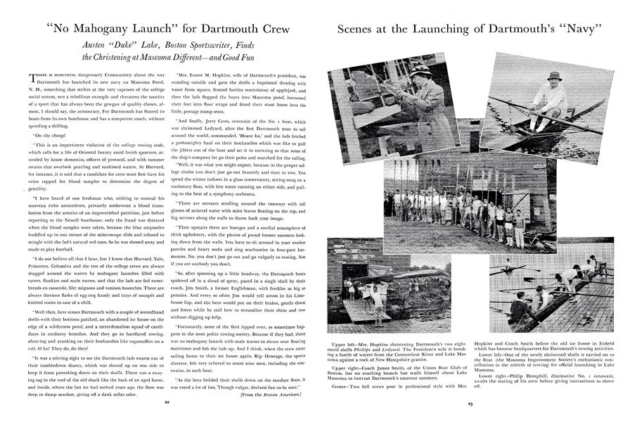 Scenes at the Launching of Dartmouth's "Navy"