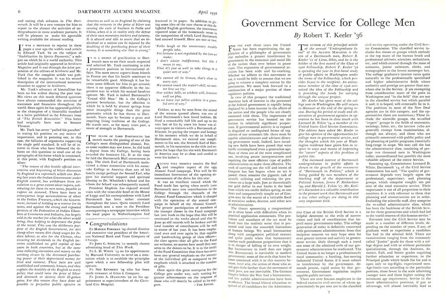 Government Service for College Men