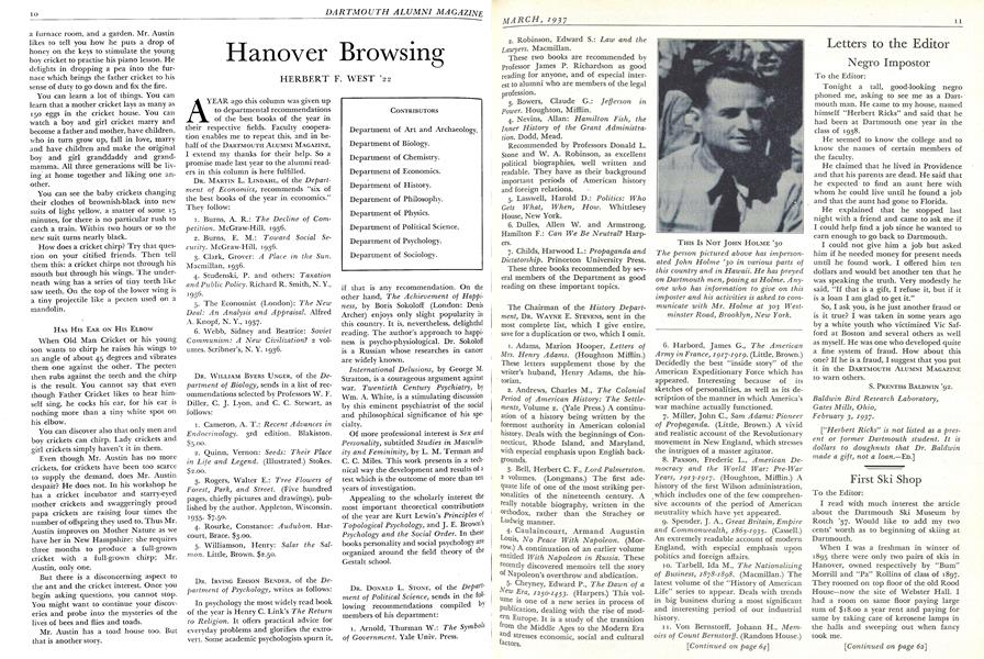 Letters to the Editor Negro Impostor