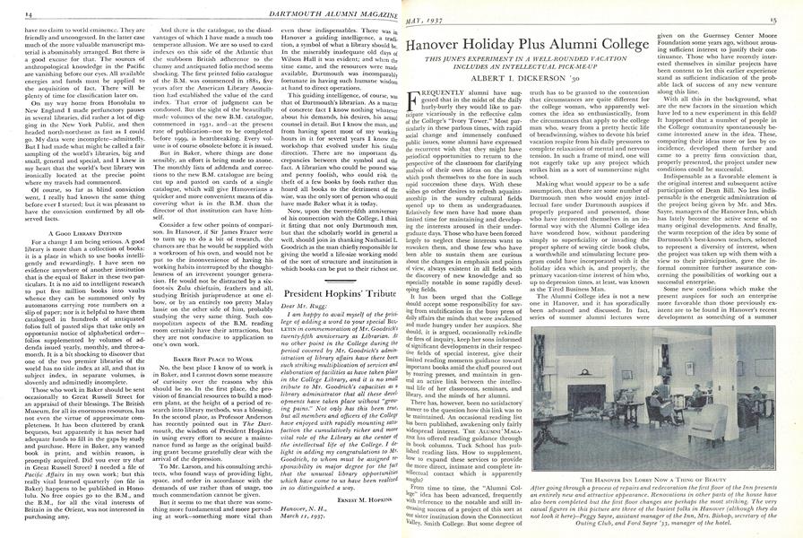 President Hopkins' Tribute