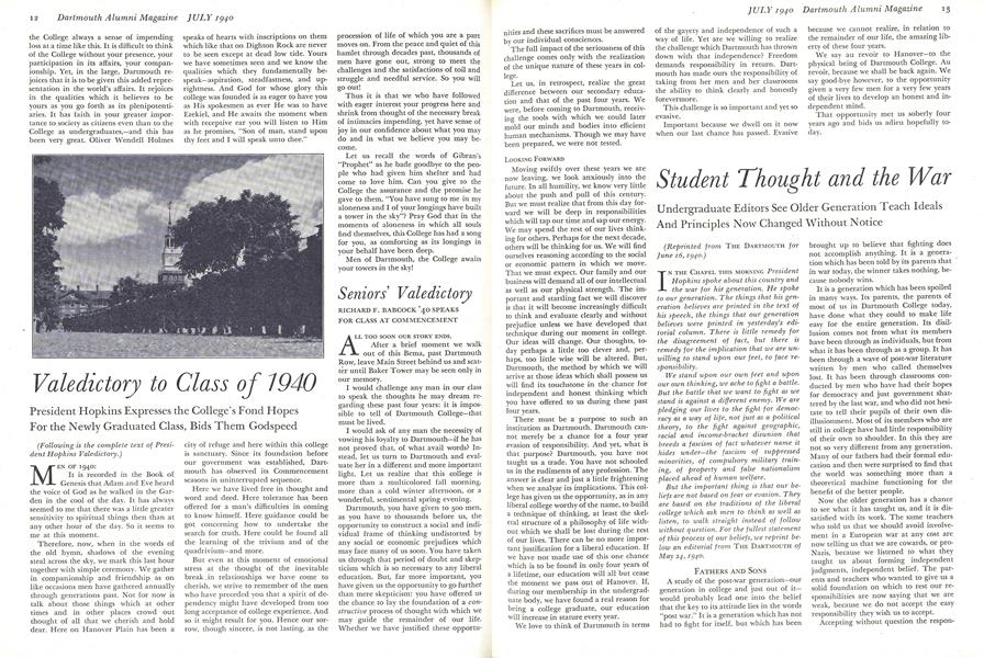 Student Thought and the War