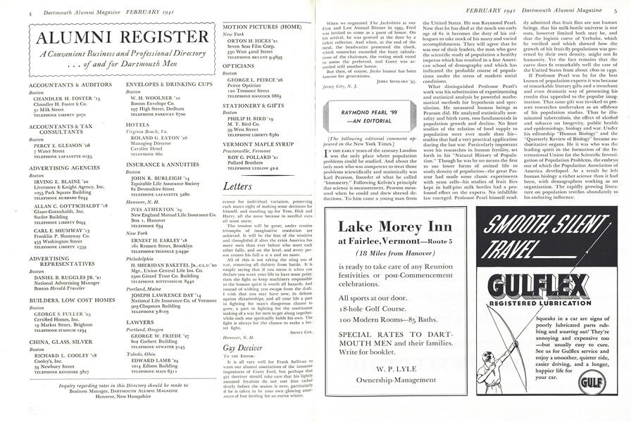 RAYMOND PEARL '99 AN EDITORIAL