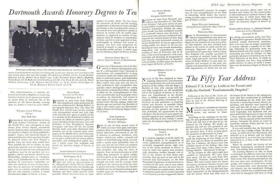Dartmouth Awards Honoraru Degree to Ten