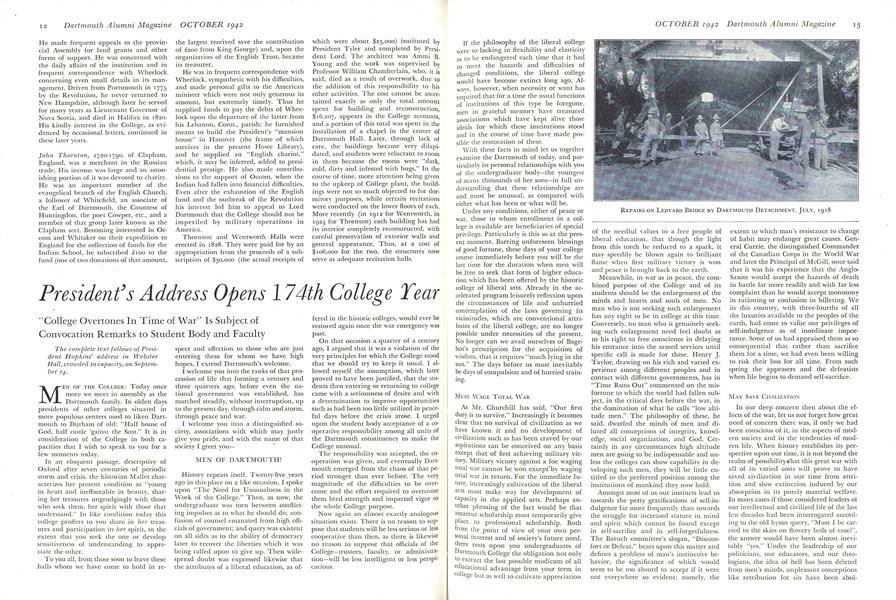 President's Address Opens 174th College Year