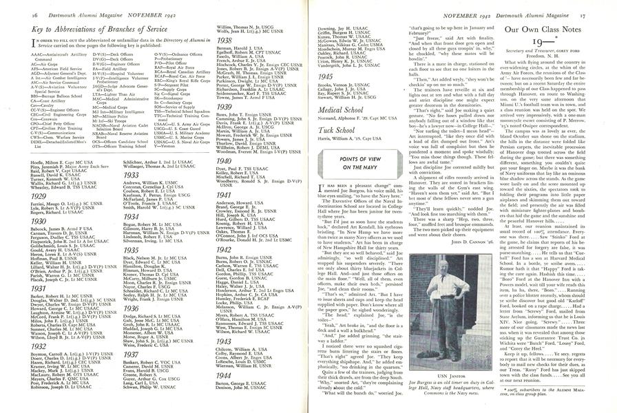 Key to Abbreviations of Branches of Service