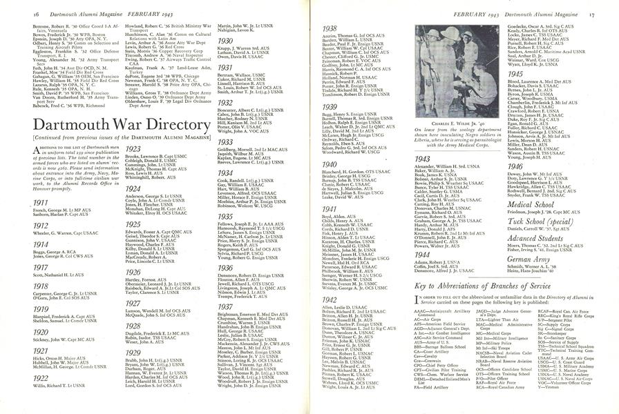 Dartmouth War Directory