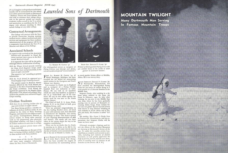 MOUNTAIN TWILIGHT | Dartmouth Alumni Magazine | June 1943