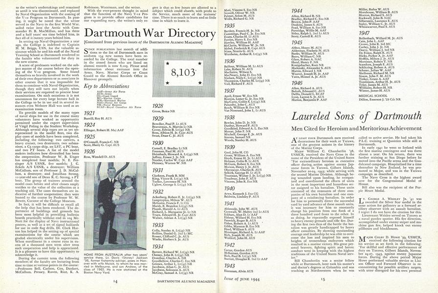 Dartmouth War Directory