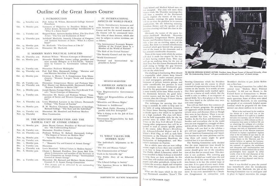 Outline of the Great Issues Course