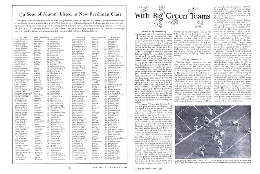 DARTMOUTH 14, HARVARD 13