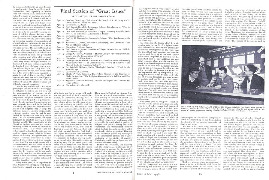 Final Section of "Great Issues"