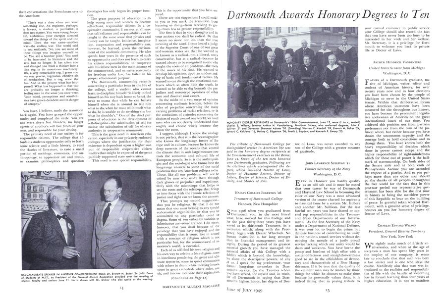 Dartmouth Awards Honorary Degrees to Ten