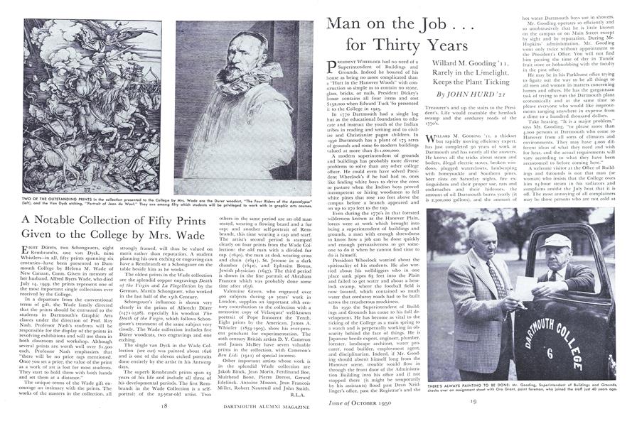 A Notable Collection of Fifty Prints Given to the College by Mrs. Wade