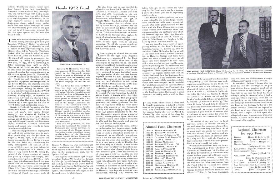 Regional Chairmen for 1951 Fund