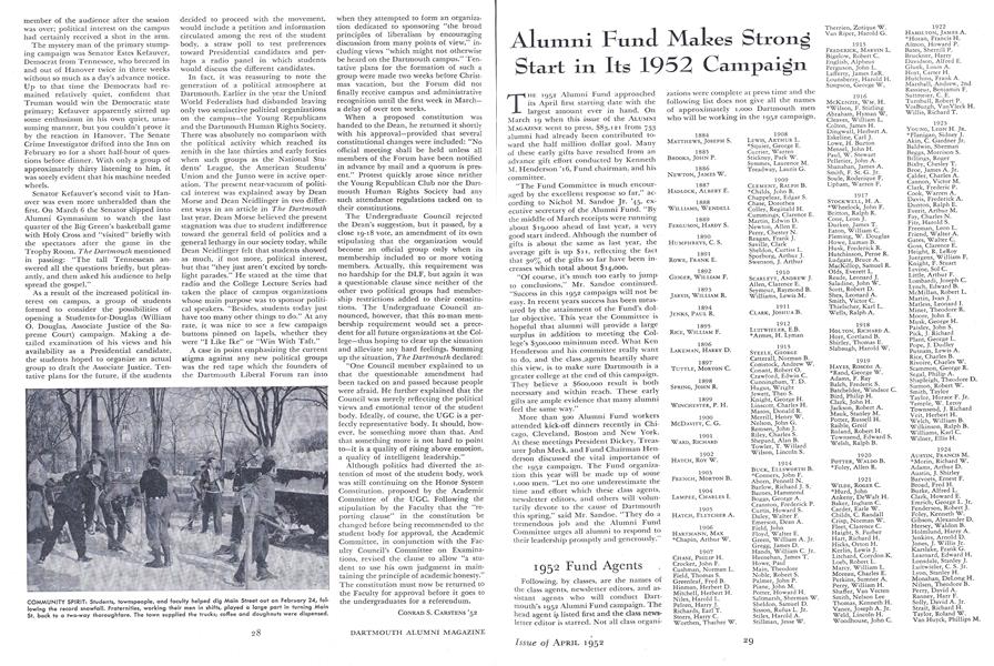 Alumni Fund Makes Strong Start in Its 1952 Campaign