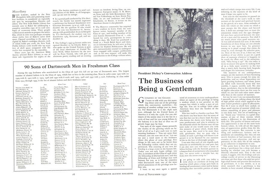 90 Sons of Dartmouth Men in Freshman Class