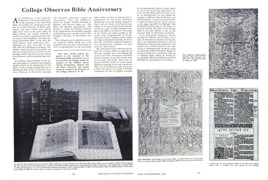 College Observes Bible Anniversary