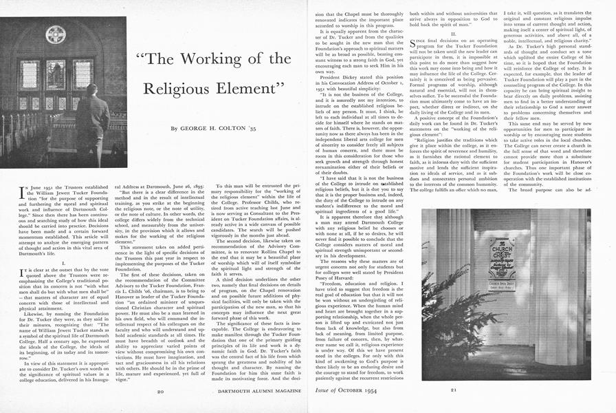 "The Working of the Religious Element"