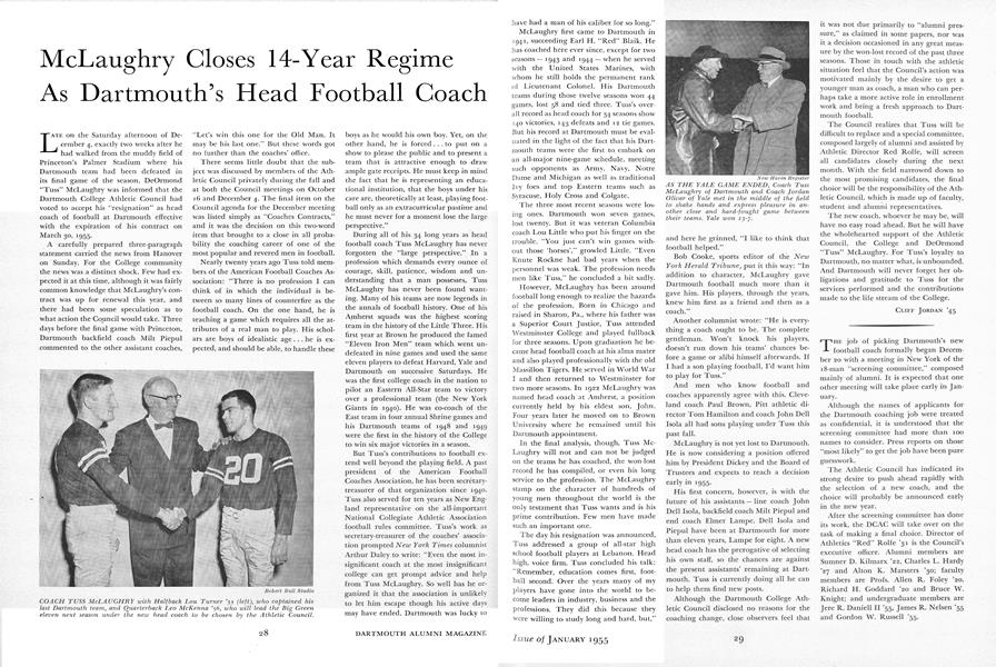 McLaughry Closes 14-Year Regime As Dartmouth's Head Football Coach