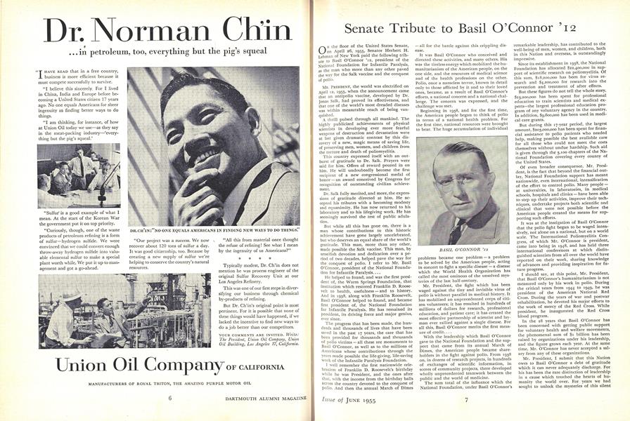 Senate Tribute to Basil O'Connor '12