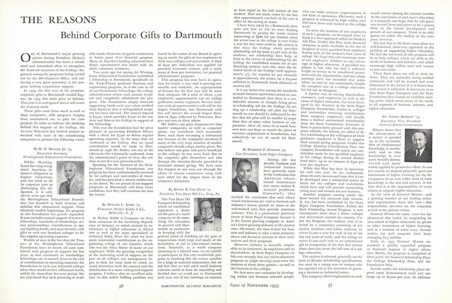 THE REASONS Behind Corporate Gifts to Dartmouth