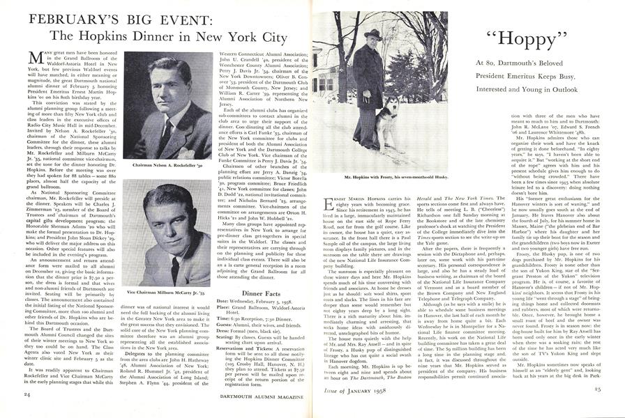 FEBRUARY'S BIG EVENT: The Hopkins Dinner in New York City