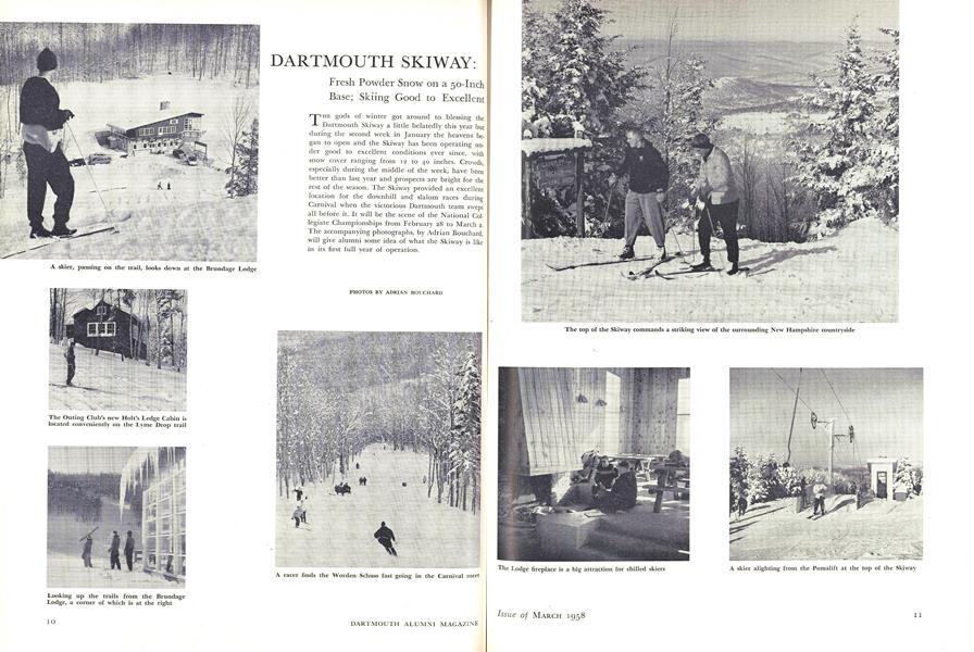 DARTMOUTH SKIWAY: Fresh Powder Snow on a 50-Inch Base; Skiing Good to Excellent