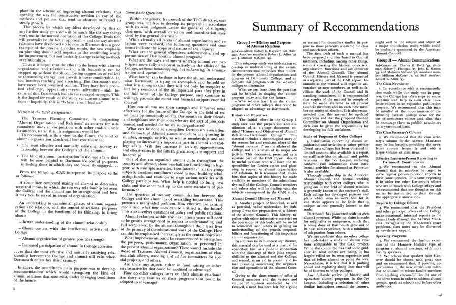Summary of Recommendations