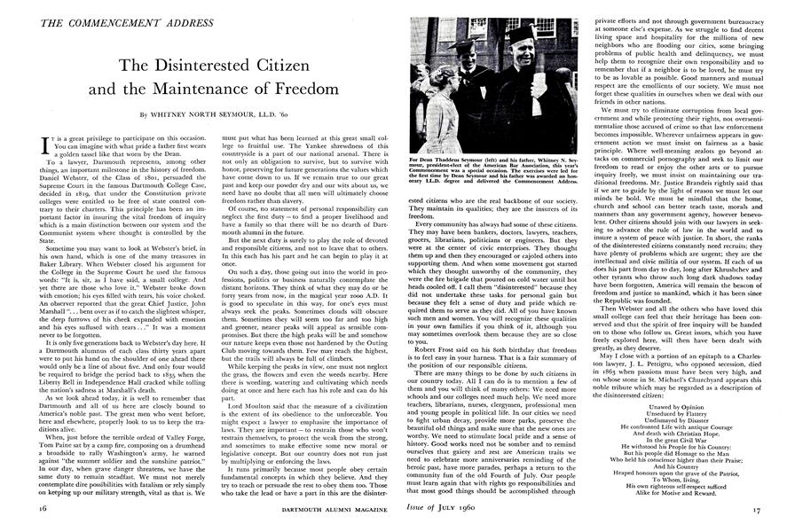 The Disinterested Citizen and the Maintenance of Freedom