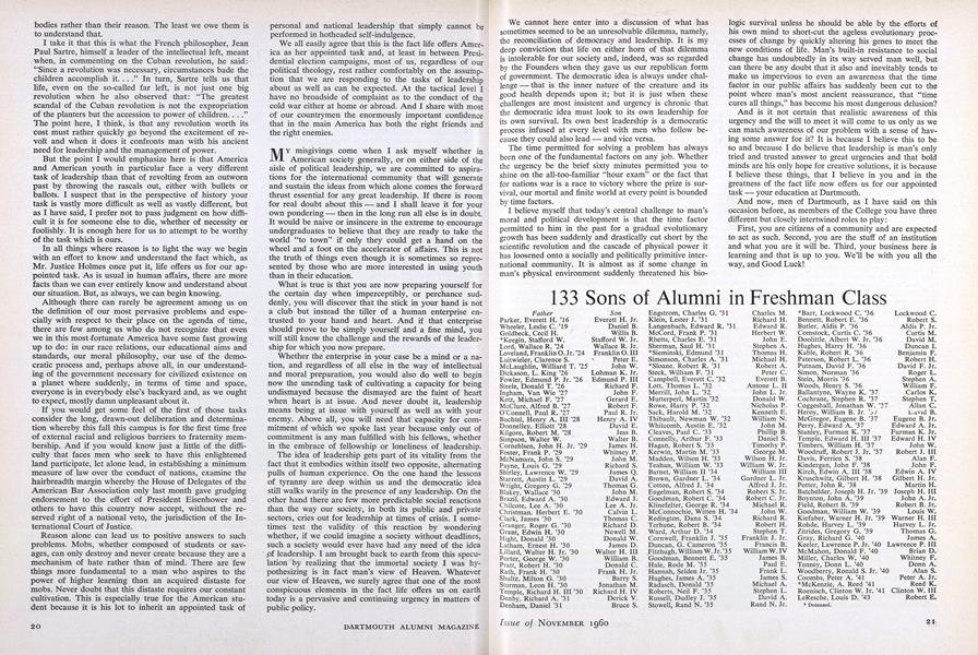 133 Sons of Alumni in Freshman Class
