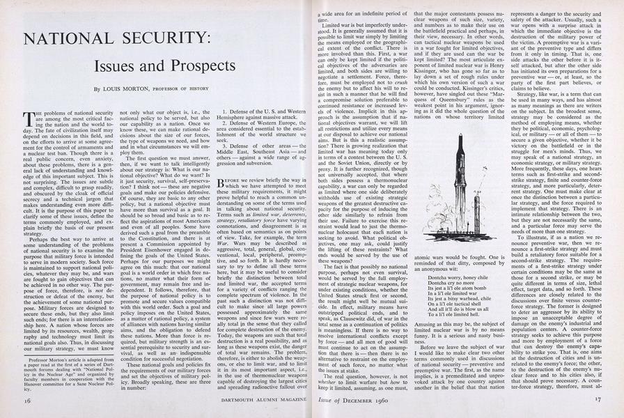 NATIONAL SECURITY: Issues and Prospects