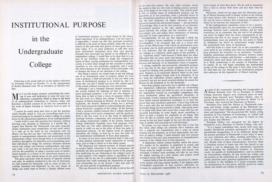 INSTITUTIONAL PURPOSE in the Undergraduate College