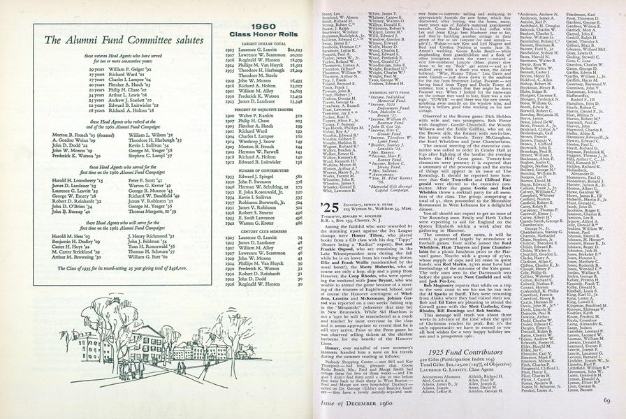 1960 Class Honor Rolls