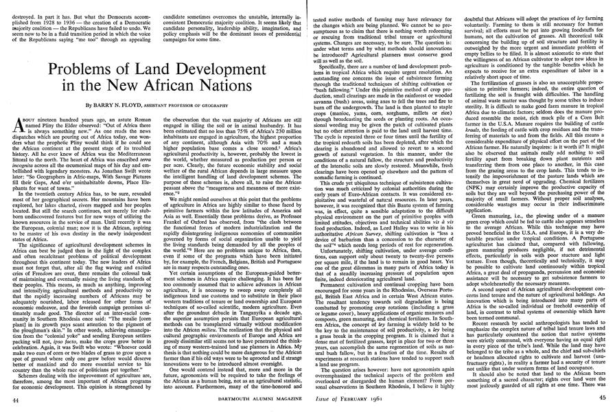 Problems of Land Development in the New African Nations