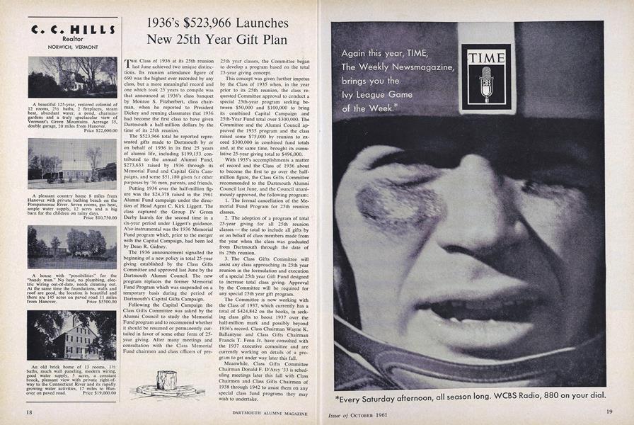1936's $523,966 Launches New 25th Year Gift Plan