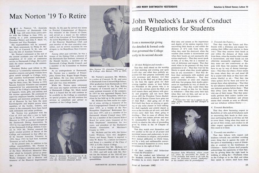 John Wheelock's Laws of Conduct and Regulations for Students