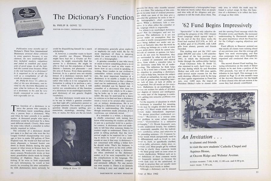 The Dictionary s Function Dartmouth Alumni Magazine May 1962