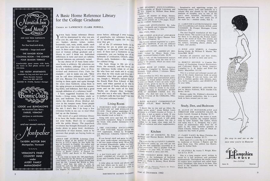 A Basic Home Reference Library for the College Graduate