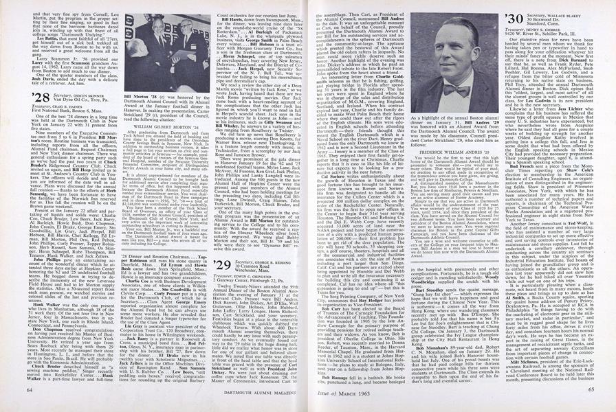 Bill Morton '28 (c) was honored