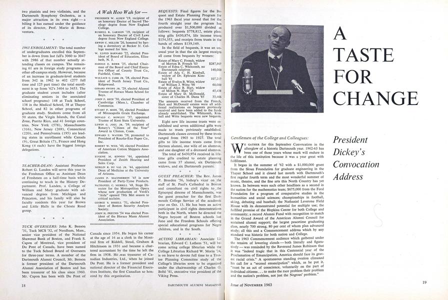 A TASTE FOR CHANGE