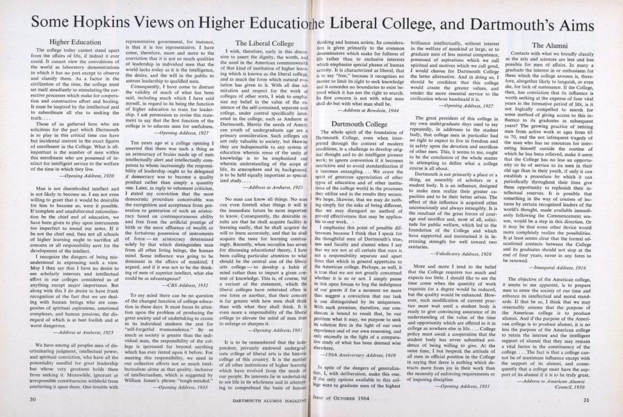 Some Hopkins Views on Higher Education