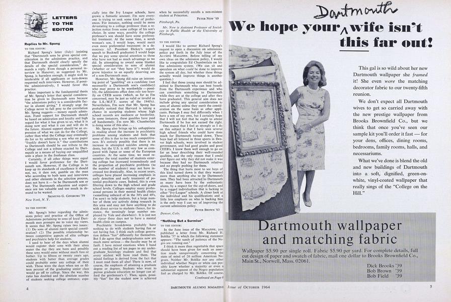 LETTERS TO THE EDITOR