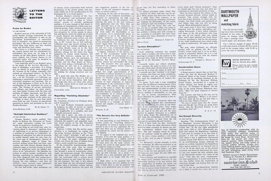LETTERS TO THE EDITOR