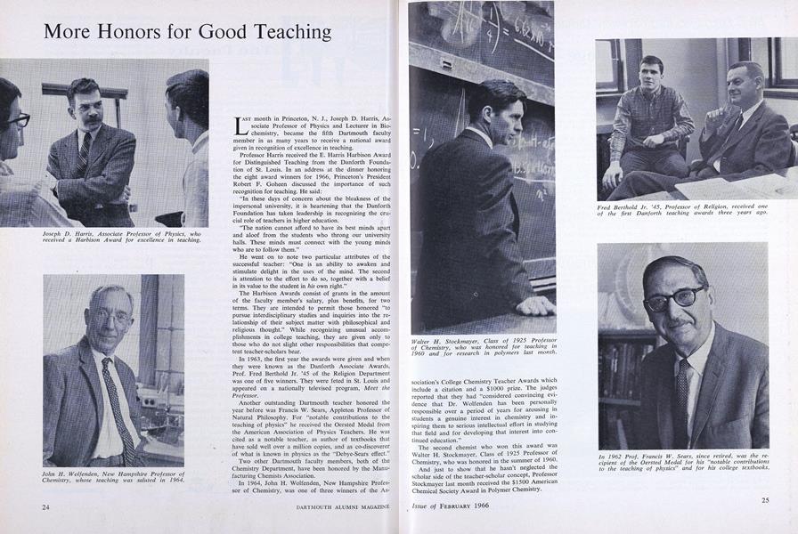 More Honors for Good Teaching