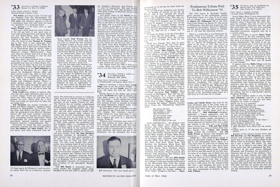 Posthumous Tribute Paid To Bob Williamson '34