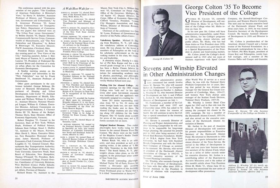 George Colton '35 To Become Vice President of the College
